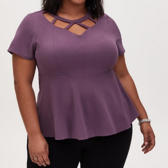 Torrid Purple Crisscross Blouse - Picture 1 of 7